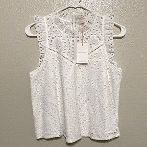 Skies Are Blue Eyelet Lace Tank Top